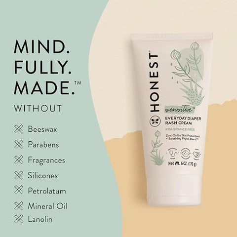 Creme para Assaduras de Fraldas Hypoallergenic da The Honest Company | Pomada Calmante Hidratante com Óxido de Zinco | Reconhecido pela NEA, Livre de Crueldade | Tamanho Econômico, 6 g