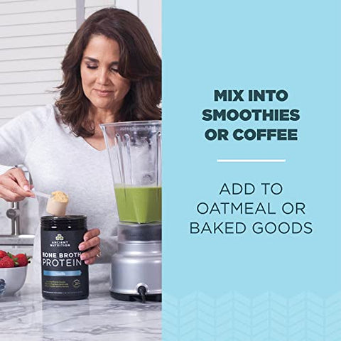 Proteína em Pó de Caldo de Osso Real, Baunilha, 20g de Proteína por Porção, 40 Porções, Colágeno Hidrolisado em Pó Livre de Glúten, Ótimo em - Ancient Nutrition