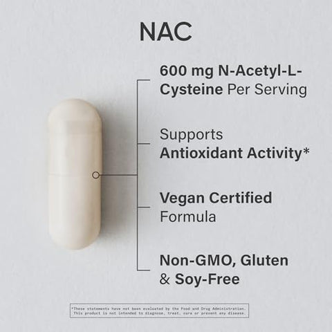N-Acetyl L-Cysteine (NAC) 600mg – 90 Cápsulas Vegetais Veganas – Sem Glúten, Não-OGM. Aroma de Limão - Sports Research