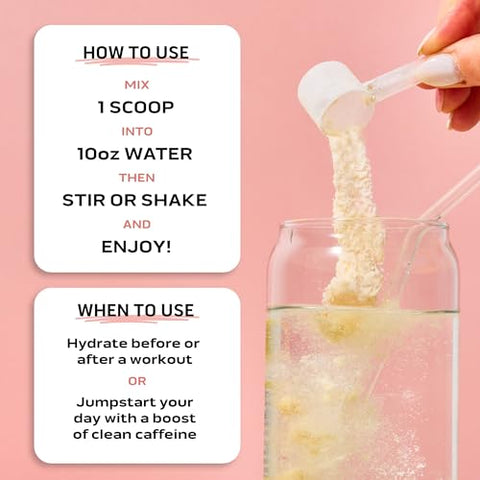 Clean Hydration Energy Pó de Eletrólitos – 100mg Cafeína, 400mg Eletrólitos, Sem Ingredientes Artificiais, Sabor Limonada Framboesa 40 Porções - Ascent