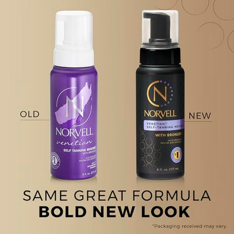 Venetian Mousse Autobronzeador com Bronzer, 240 ml – Bronzeado Instantâneo e Natural – Anti-Laranja – Efeito Bronzeado Radiante - Norvell