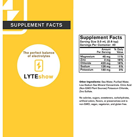 LyteLine - LyteShow Gotas Eletrolíticas Sem Açúcar para Hidratação e Suporte Imunológico – 40 Porções – Amigo do Keto – Zinco e Magnésio para Reidratação Rápida, Treino, Recuperação Muscular e