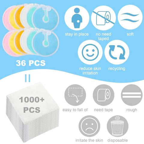 Yoiemivy - 36 Pacotes de Almofadas para Botão de G Tube Alimentação Tubo de Alimentação Capas Reutilizáveis para Almofadas de Amamentação Abdominal Diálise Suprimentos para Tubo de Alimentação Stay Dry (Tamanho Único)