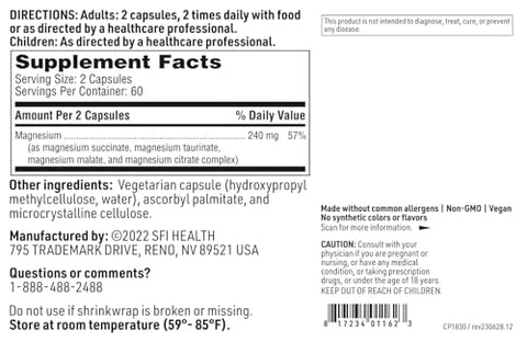 Mag Complete – Complexo Premium de Magnésio com Quatro Formas Bioativas de Magnésio – Suplemento de Magnésio com Succinato, Taurinato, Malato – 100g - Klaire Labs