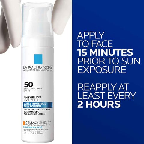 La Roche-Posay - La Roche Posay Anthelios UV Hydra Protetor Solar FPS 50 | Hidratante Diário para o Rosto com Ácido Hialurônico e Vitamina E | Proteção SPF Invisível de Amplo Espectro | Anti Envelhecimento | 50g