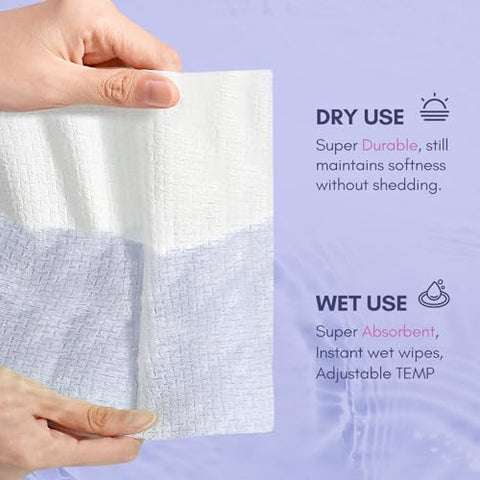 Toalhas de Limpeza Facial Descartáveis de Algodão PoeticEHome – Extra Espessas e Biodegradáveis – 4 Pacotes