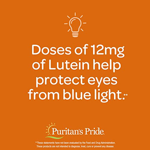 Puritan's Pride - Puritan’s Pride – Suplemento de Luteína e Zeaxantina para os Olhos, 800mcg de Zeaxantina e 20mg de Luteína em Cápsulas Softgel Diárias, Suprimento de 240 Dias – 120 Unidades (Pacote com 2) (Embalagem Pode Variar)