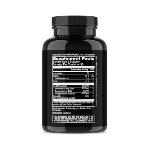 Ômega 3 – Óleo de Peixe 2000mg – Antioxidante Poderoso com Astaxantina – Suporte para Cérebro e Coração - Jocko Fuel