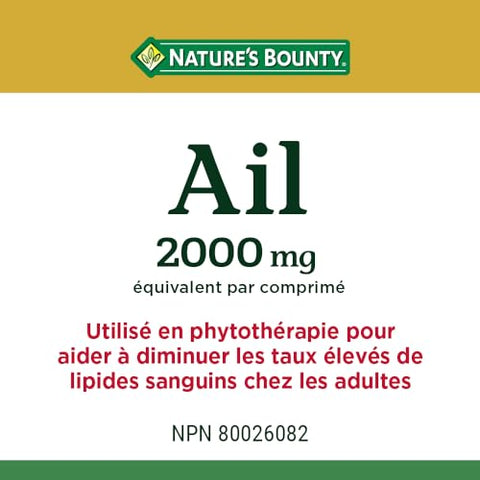 Nature's Bounty - Nature’s Bounty Alho 2000mg, 200 Comprimidos – Benefícios para a saúde e bem-estar | Comprimidos de alho de alta potência | Marca Nature’s Bounty