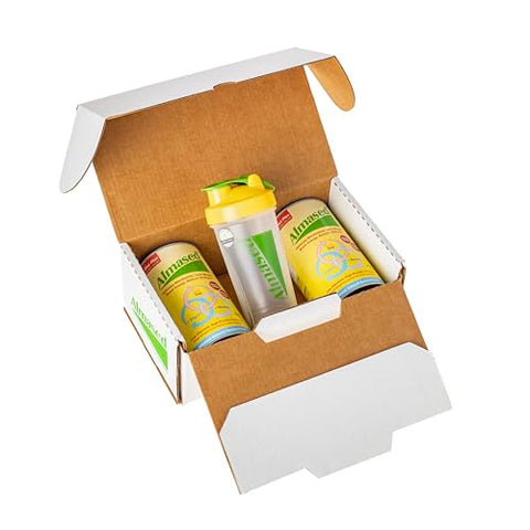 Kit Inicial Shake Substituto de Refeição para Emagrecimento – Pó de Proteína – Sabor Amêndoa Baunilha – 2 Latas de 500g + Garrafa Medidora - Almased