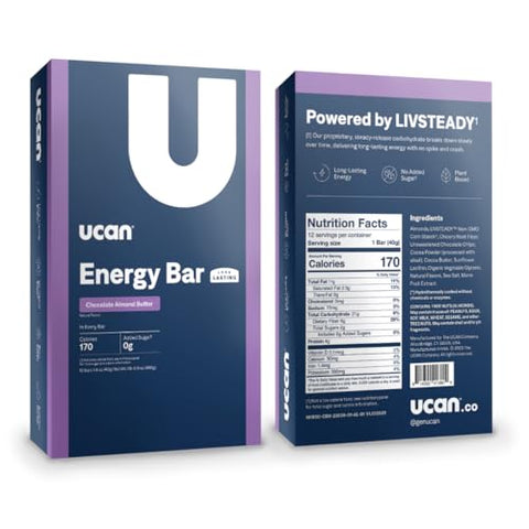Energy Bars | Baixo Açúcar, Baixas Calorias | Amigável ao Intestino, Sem Cafeína, Vegano, Não-OGM, Sem Soja, Amigo da Dieta Keto | Corrida, Ciclismo, Fitness, Pré-Treino - UCAN