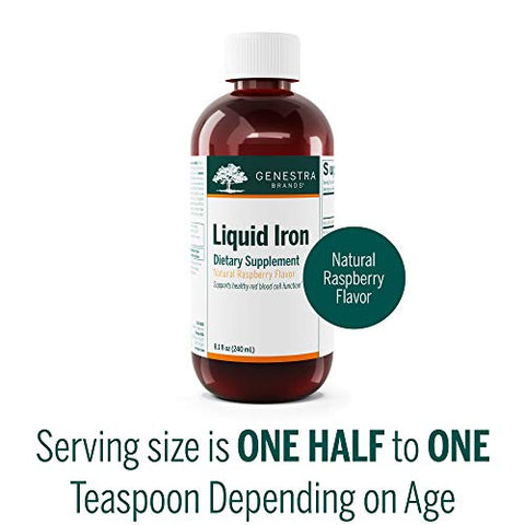 Suplemento Líquido de Ferro | Mineral Coloidal | Sabor Natural de Framboesa | 240 ml - Genestra Brands