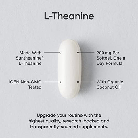 L-Theanine Double Strength – Suplemento Suntheanine Softgels para Foco e Relaxamento – 60 cápsulas - Sports Research
