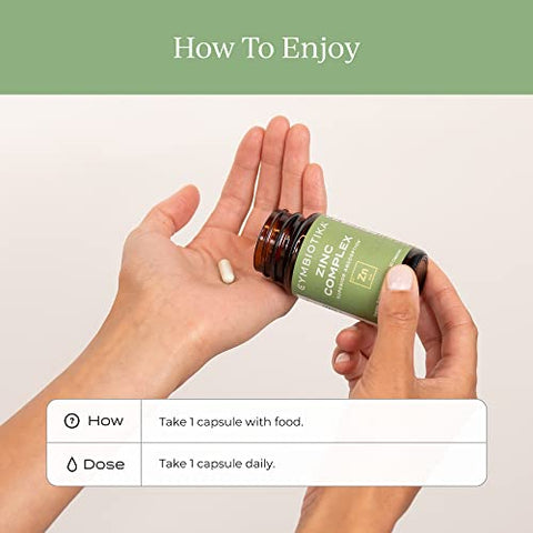 Zinc Complex – Suplemento de Zinco de Alta Absorção com Cobre – Picolinato de Zinco, Monometionina de Zinco – 60 cápsulas - CYMBIOTIKA