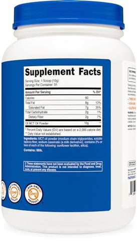 MCT Oil Powder 907g – Ideal para Cetose e Dietas Cetogênicas – Zero Carboidratos Líquidos – Livre de Transgênicos e Glúten - Nutricost