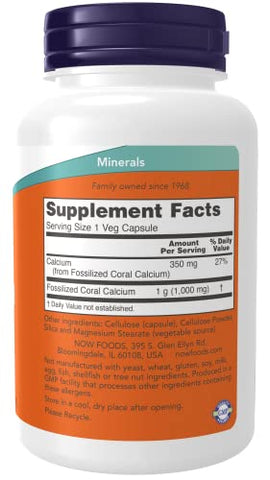 NOW Foods - NOW Cálcio de Coral 1000mg, 100 Cápsulas (Pacote com 2) – Saúde Óssea e Mineralização
