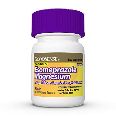 Cápsulas de Liberação Retardada de Esomeprazol Magnésio 20 mg, Inibidor de Bomba de Prótons (PPI), Tratamento para Azia Frequente, 42 Unidades - GoodSense