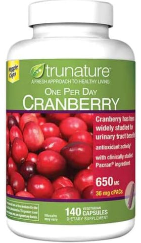 KPAK - Tru Nature Cranberry 650 mg – 140 Cápsulas Vegetarianas (2 Pacotes, 280 no total) + Estojo com 8 Compartimentos