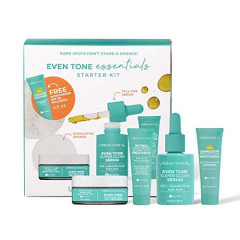 Kit Inicial Urban Skin Rx Even Tone Essentials | Regime Diário com 4 Produtos Principais Formulados para Limpar, Tonificar e Proteger para uma Pele Visivelmente Mais Brilhante e Uniforme