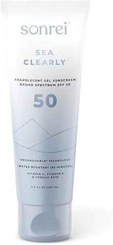 Sea Clearly Premium Gel Protetor Solar Organoshield FPS 50 Rosto e Corpo | UVA, UVB | 100g - Sonrei