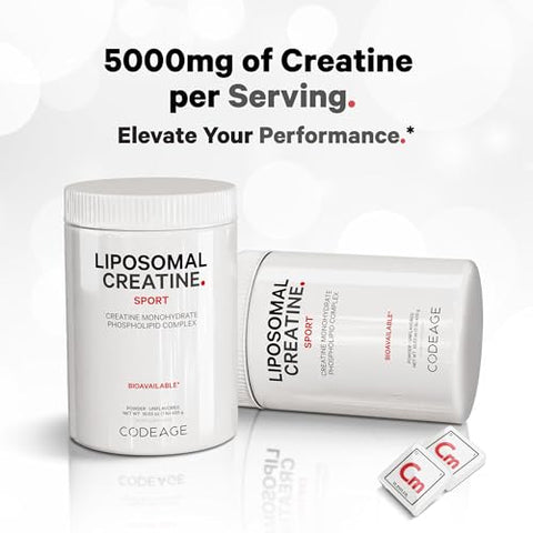 Liposomal Creatine em Pó – Suprimento de 3 Meses – 5000mg Monohidrato de Creatina Pré-Treino - Codeage