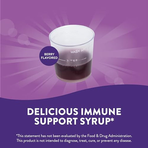 Nature's Way - Nature’s Way Sambucus Elderberry Immune Syrup – Suporte Diário ao Sistema Imunológico, Extrato de Sabugueiro Negro, Vitamina C, Zinco, Equinácea, Própolis, 240 ml (Embalagem Pode Variar)