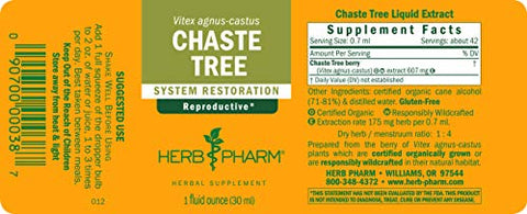 Extrato Líquido de Vitex para Suporte do Sistema Reprodutivo Feminino – 30ml (DCHASTE01) - Herb Pharm