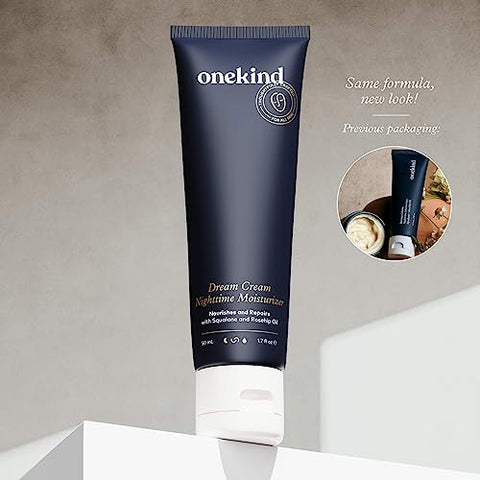 Dream Cream: Hidratante Noturno Multi-Corretivo Anti-Envelhecimento com Esqualano para o Rosto | Suaviza a Pele, Reduz Linhas Finas, Rugas na Testa, Reduz - Onekind