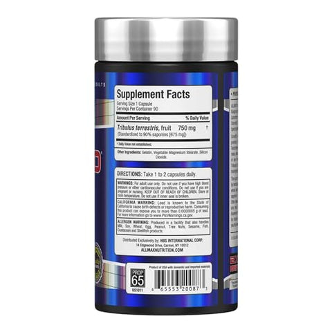 ALLMAX Nutrition - ALLMAX TRIBX90 – 90 Cápsulas, Pacote de 2 – Impulsionador Natural de Testosterona – Entrega Tribulus Terrestris da Espécie Búlgara – 90% Saponinas Furostanólicas – 180 Porções Totais