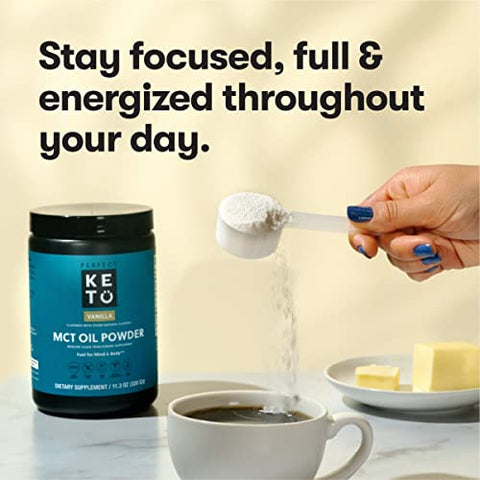 7g MCT Oil Powder – Café Cremoso para Dieta Keto com Triglicerídeos de Cadeia Média, Mistura de MCT para Café, Smoothie, Shakes Proteicos – Marca em Destaque - Perfect Keto