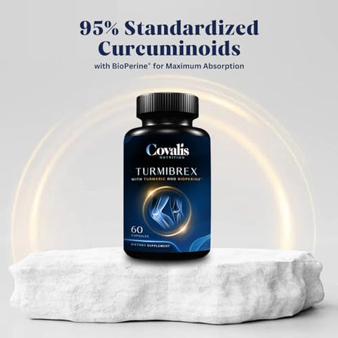 Covalis Nutrition - Turmibrex Orgânico – Suplemento de Cúrcuma Curcumina | 95% Curcuminoides com BioPerine | Suporte para Articulações