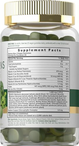Supergreens Gummies | Vegano, Não-OGM e Suplemento Livre de Glúten | 100% Natural - Carlyle