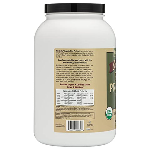 Proteína de Arroz Orgânica Certificada, 3 Libras | Pó de Proteína Vegana de Baixo Carboidrato | Cru, Certificado Kosher - NutriBiotic