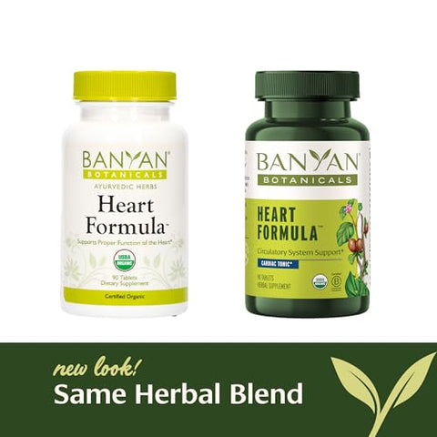 Fórmula Cardíaca – Suplemento Orgânico de Saúde do Coração com Bagas de Espinheiro e Guduchi – Suporta a Função Adequada do Coração* – 90 Comprimidos – Não-OGM - Banyan Botanicals