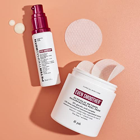 Pads de Peeling de Rosto com Ácido Glicólico e Retinol | Para Textura e Tom Desigual, 60 un - Peter Thomas Roth