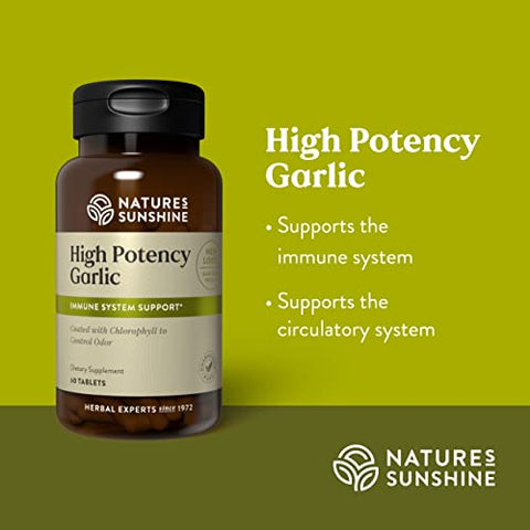 Nature's Sunshine - Nature’s Sunshine Alho de Alta Potência, 60 Comprimidos | Suporta o Sistema Imunológico e Possui Revestimento Único para Controlar o Odor | Marca Nature’s Sunshine