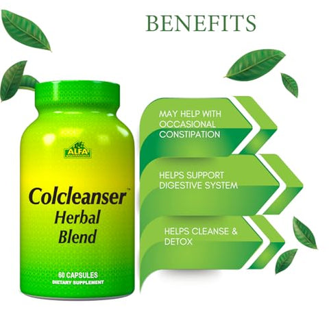 Colcleanser – Suplemento Natural para Limpeza do Cólon – Fibra – Suporte Detox – 60 Cápsulas - ALFA VITAMINS