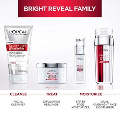 L'Oreal Paris - L’Oréal Paris Revitalift Bright Reveal Pads com Ácido Glicólico, Reduz Rugas – 50g