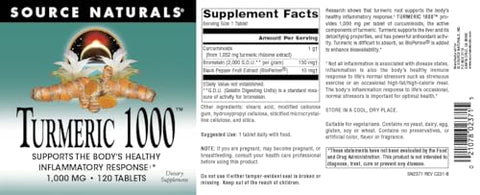 Cúrcuma 1000, Suporta a Resposta Inflamatória Saudável do Corpo*, 1.000mg – 120 Comprimidos - Source Naturals