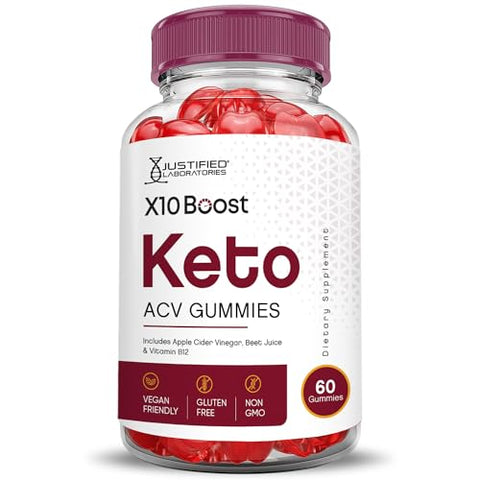 Justified Laboratories - (5 Pacotes) X10 Boost Keto ACV Gummies Fórmula Avançada 1000MG X 10 Boost Keto Gummies Vinagre de Maçã Boost Formulado com Pó de Romã e Beterraba B12 Vegano Não GMO 300g