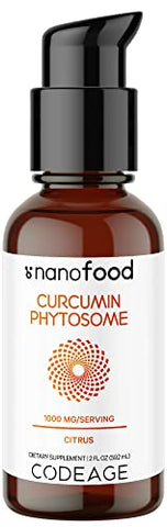 Liposomal Curcumin Phytosome – Suplemento Líquido Vegano de Curcumina, Gotas de Curcuma Longa à Base de Plantas, Curcumina, Fosfolipídeo de Girassol, Sem Açúcar, 30ml - Codeage