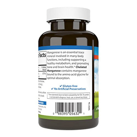 Manganês Quelato, 20 mg – Absorção Superior, Metabolismo Saudável, Suporte Ósseo - Carlson