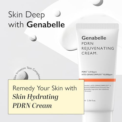 Genabelle - Creme Rejuvenescedor PDRN – Hidratante Leve com PDRN, CICA e Ácido Hialurônico – Fórmula Nutritiva, Hidratante e Calmante – 70ml