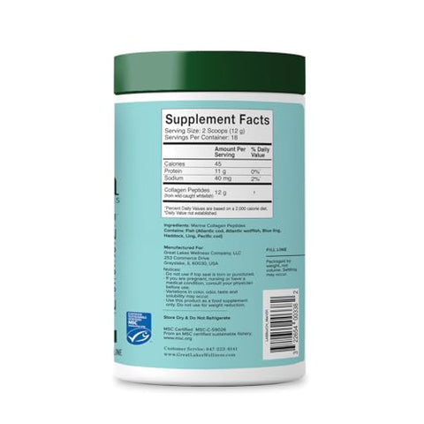 Colágeno Marinho Sustentável para Pele, Cabelo, Unhas e Articulações – 100g - Great Lakes Wellness