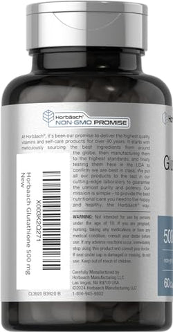 Suplemento de Glutationa 500mg | 60 Cápsulas | Não-OGM | Marca Horbäach - Horbäach
