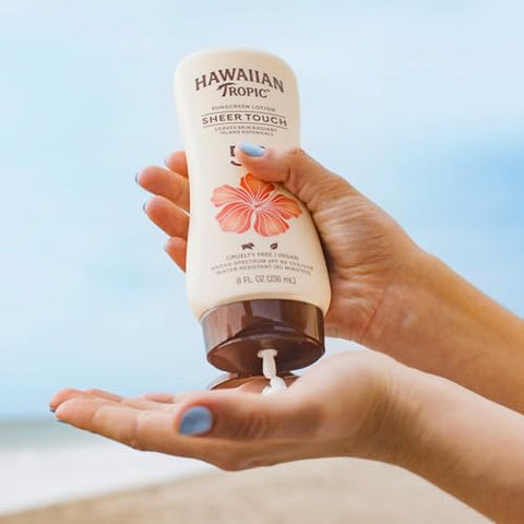 Protetor Solar Hawaiian Tropic Sheer Touch Ultra Radiance FPS 50, Embalagem Dupla 240ml | Protetor Solar FPS 50, Bloqueador Solar, Livre de Oxybenzone, Embalagem para o Corpo