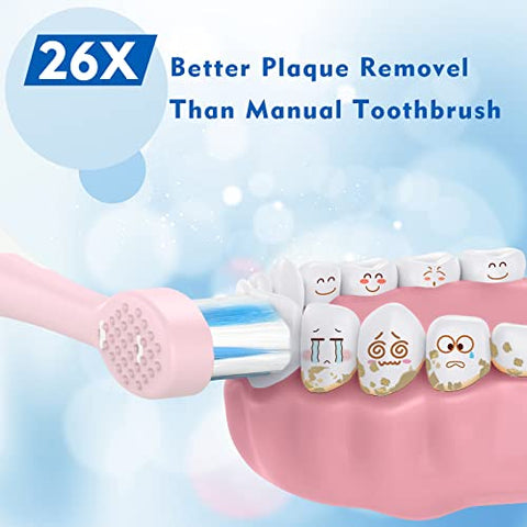 FUMEIKANG - Escova de Dentes Elétrica Infantil Recarregável Sonic Presente para Meninos e Meninas com Temporizador Inteligente – Azul 3 4 5 6 7 8 9 10 11 12 (Azul)
