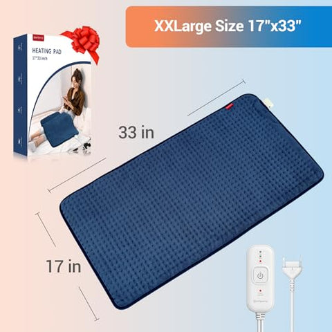 Aquecedor Elétrico Extra Grande XXL Comfytemp para Alívio de Dor nas Costas – Presentes de Aniversário para Mulheres, Homens, Mãe e Esposa, 17″x 33″ Aquecedor Elétrico King Size FSA HSA Elegível