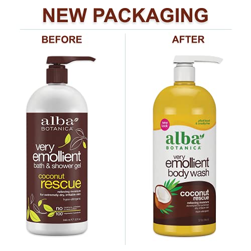 Body Wash Very Emollient Coconut Rescue 32 Oz (946 ml) - Alba Botanica