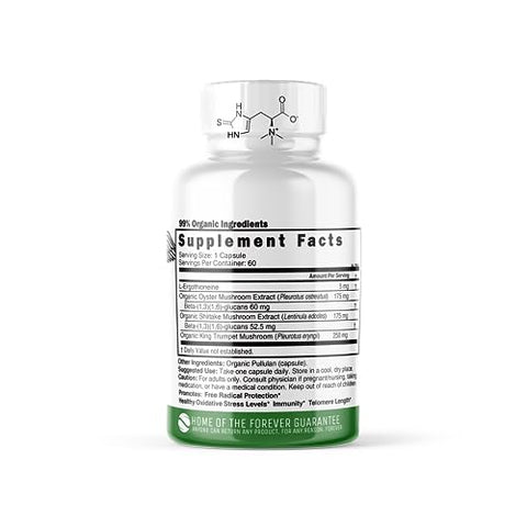 Nature's Fusions - Nutri L Suplemento de Ergotioneína com Complexo de Cogumelos Orgânicos – 5mg L-Ergotioneína